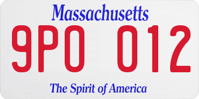 MA license plate 9PO012