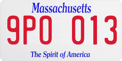 MA license plate 9PO013