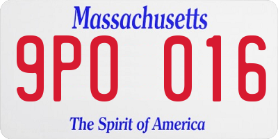 MA license plate 9PO016