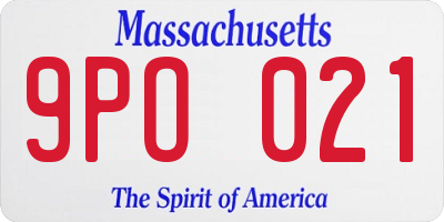 MA license plate 9PO021