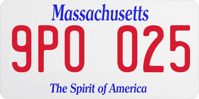 MA license plate 9PO025
