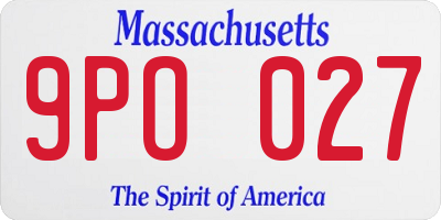 MA license plate 9PO027