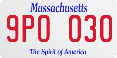 MA license plate 9PO030