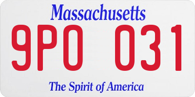 MA license plate 9PO031
