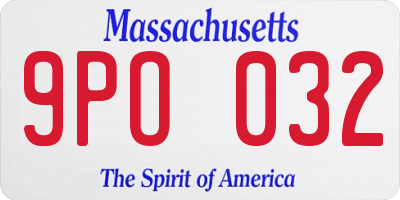 MA license plate 9PO032
