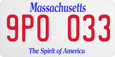 MA license plate 9PO033