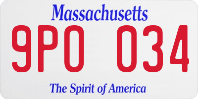 MA license plate 9PO034