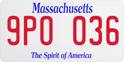 MA license plate 9PO036