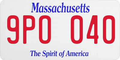 MA license plate 9PO040