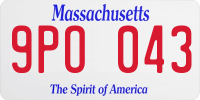 MA license plate 9PO043