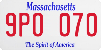 MA license plate 9PO070