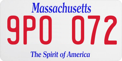 MA license plate 9PO072