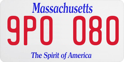 MA license plate 9PO080