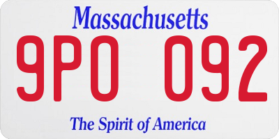 MA license plate 9PO092