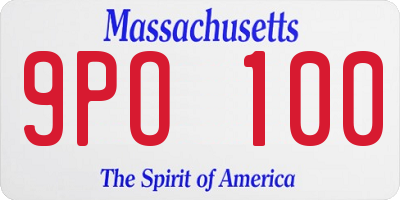 MA license plate 9PO100