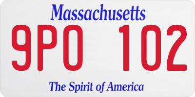 MA license plate 9PO102
