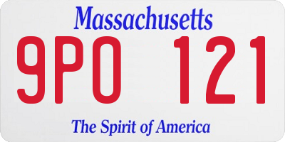 MA license plate 9PO121