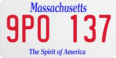 MA license plate 9PO137