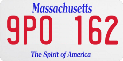 MA license plate 9PO162