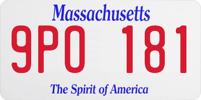 MA license plate 9PO181