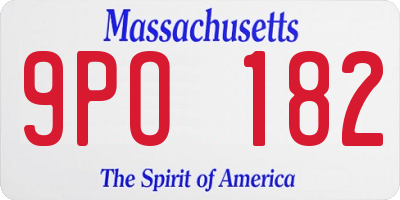 MA license plate 9PO182