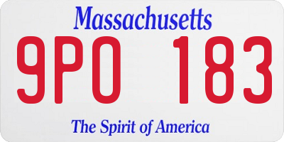 MA license plate 9PO183