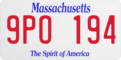 MA license plate 9PO194