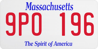 MA license plate 9PO196