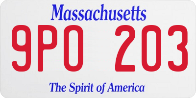 MA license plate 9PO203