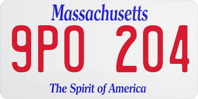 MA license plate 9PO204