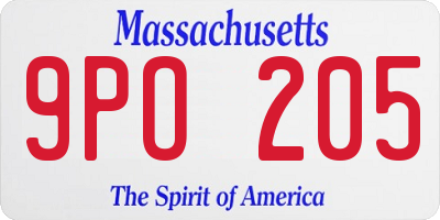 MA license plate 9PO205