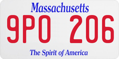 MA license plate 9PO206