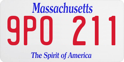 MA license plate 9PO211
