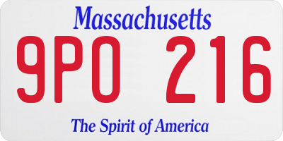 MA license plate 9PO216