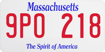 MA license plate 9PO218