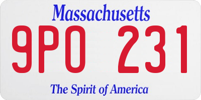 MA license plate 9PO231