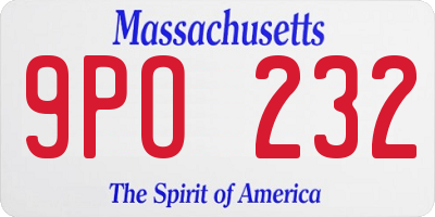 MA license plate 9PO232
