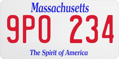MA license plate 9PO234
