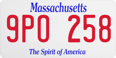 MA license plate 9PO258
