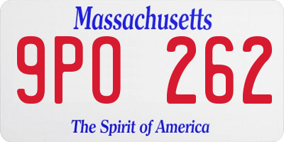 MA license plate 9PO262