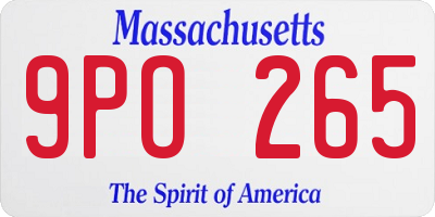 MA license plate 9PO265