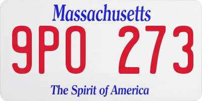 MA license plate 9PO273