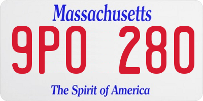 MA license plate 9PO280