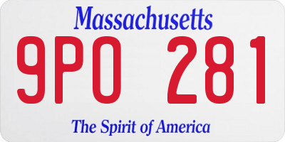MA license plate 9PO281