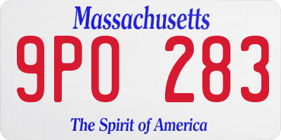 MA license plate 9PO283