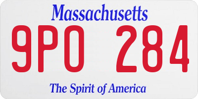 MA license plate 9PO284