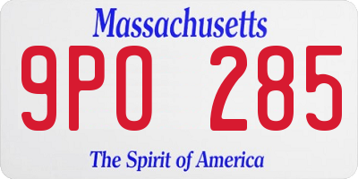 MA license plate 9PO285