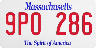 MA license plate 9PO286