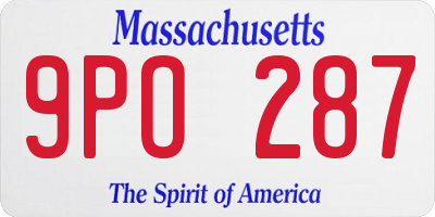 MA license plate 9PO287