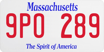 MA license plate 9PO289